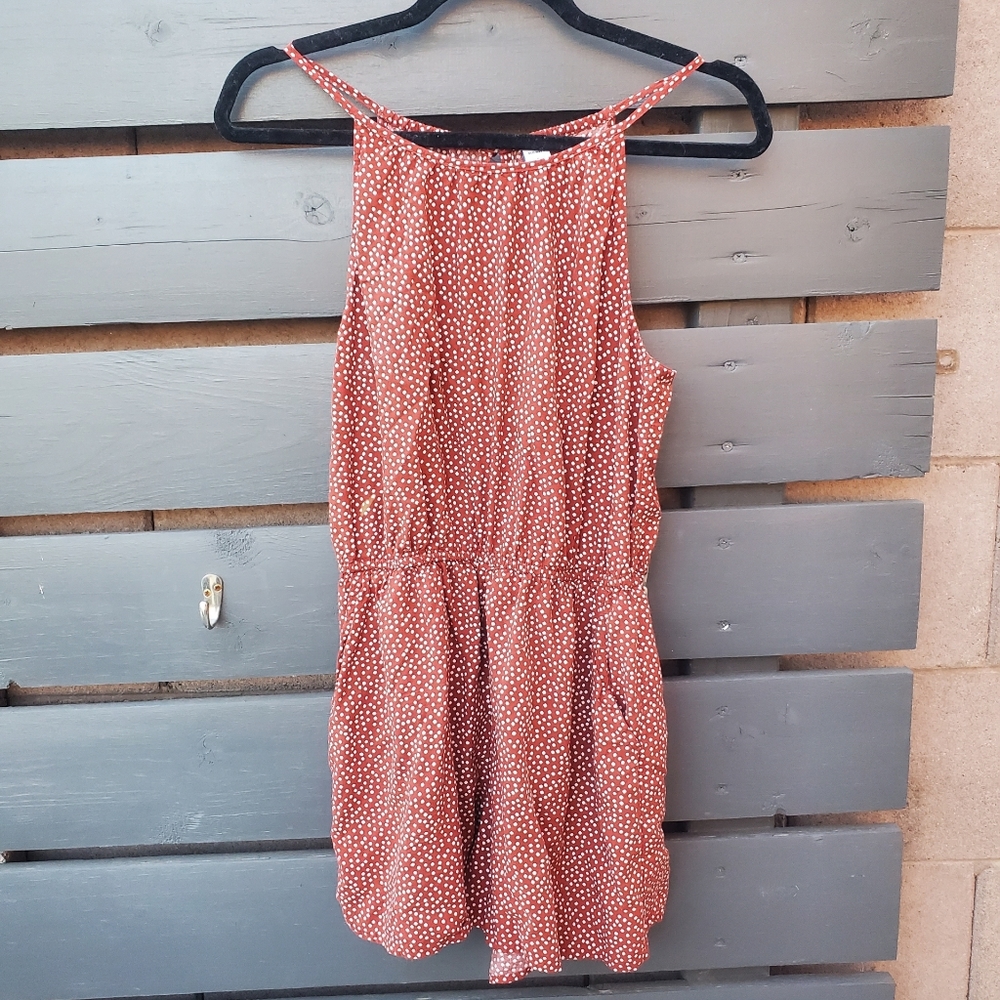 Old Navy Orange Polka Dot Romper (Small)